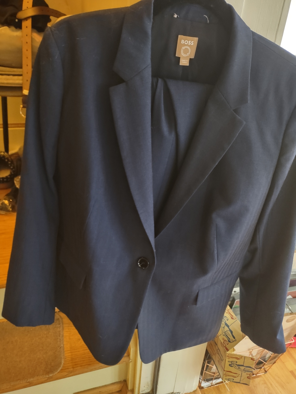 Women's Hugo BOSS Dark Navy Single-Button Blazer Sz 12